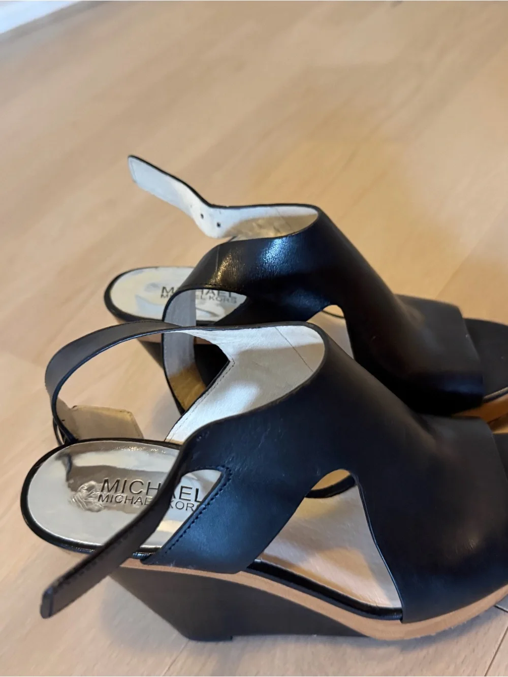 Michael Kors black Women's Wedge Sandals - Sleek Open-Toe Slingback